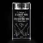 Our Love Story Never Ends - Couple Personalized Custom 3D Crystal Photo Laser Engraved, Crystal Candle Holder - Gift For Couple, Husband, Wife