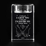 Our Love Story Never Ends - Couple Personalized Custom 3D Crystal Photo Laser Engraved, Crystal Candle Holder - Gift For Couple, Husband, Wife