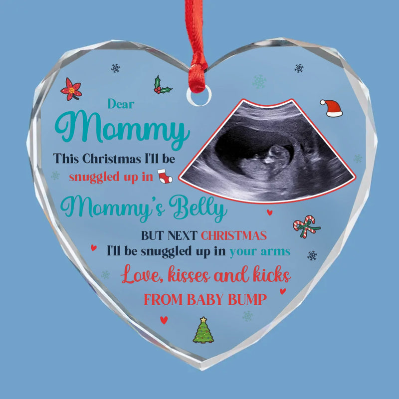 Custom Photo The Smallest Feet Make The Biggest Footprints In Our Hearts - Family Personalized Custom Heart Glass Ornament - Christmas Gift For Baby Kids, Newborn