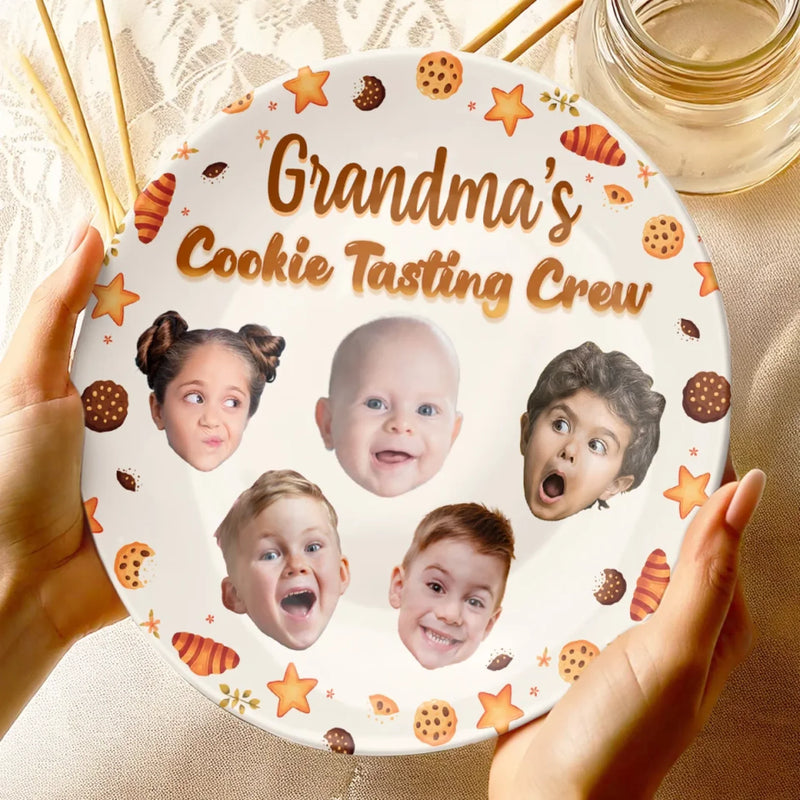 Custom Photo Grandma’s Sweetest Taste Testers - Family Personalized Custom Ceramic Plate - Mother's Day, Gift For Mom, Grandma
