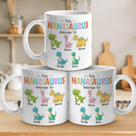This Nanasaurus Roars With Love - Family Personalized Custom Mug - Mother's Day, Gift For Nana, Grandma, Mom