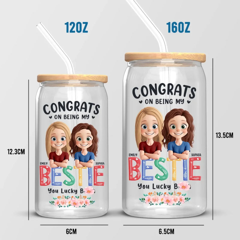 Sister Makes Life Sparkle - Bestie Personalized Custom Glass Cup, Iced Coffee Cup - Gift For Best Friends, BFF, Sisters