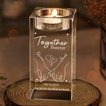 From Our First Kiss Till Our Last Breath - Couple Personalized Custom 3D Crystal Photo Laser Engraved, Crystal Candle Holder - Gift For Couple
