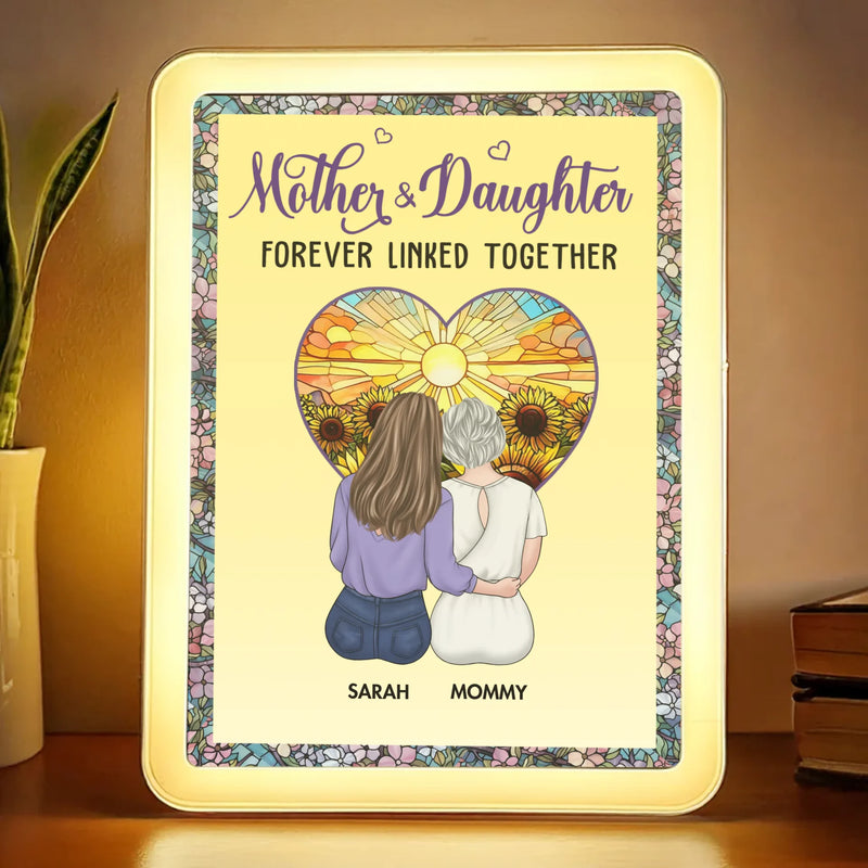 Mom And Daughter, A Love That Never Ends - Family Personalized Custom LED Mirror Frame Lamp - Mother's Day, Gift For Mom, Daughter