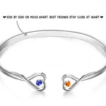 Besties For Life - Bestie Personalized Custom Engraved Infinity Heart Bangle With Birthstones - Gift For Best Friends, BFF