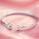 Besties For Life - Bestie Personalized Custom Engraved Infinity Heart Bangle With Birthstones - Gift For Best Friends, BFF