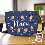 Custom Photo Carrying Love, One Grandkid At A Time - Family Personalized Custom Leather Saddle Bag - Mother's Day, Gift For Grandma, Mom