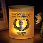Custom Photo A Beautiful Soul, A Forever Glow - Memorial Personalized Custom Printed Glass Jar With LED Candle - Sympathy Gift For Family