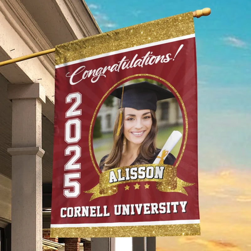 Custom Photo Dreams Turned Into Reality - Family Personalized Custom Flag - Graduation Gift For Family Members, Siblings, Brothers, Sisters