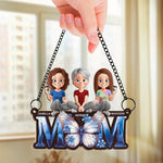 Love Makes A Family - Family Personalized Window Hanging Suncatcher Ornament - Mother's Day, Gift For Mom, Grandma
