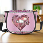 Grandma’s Love Makes Every Moment Magical - Family Personalized Custom Leather Saddle Bag - Mother's Day, Gift For Grandma, Mom, Grandparent