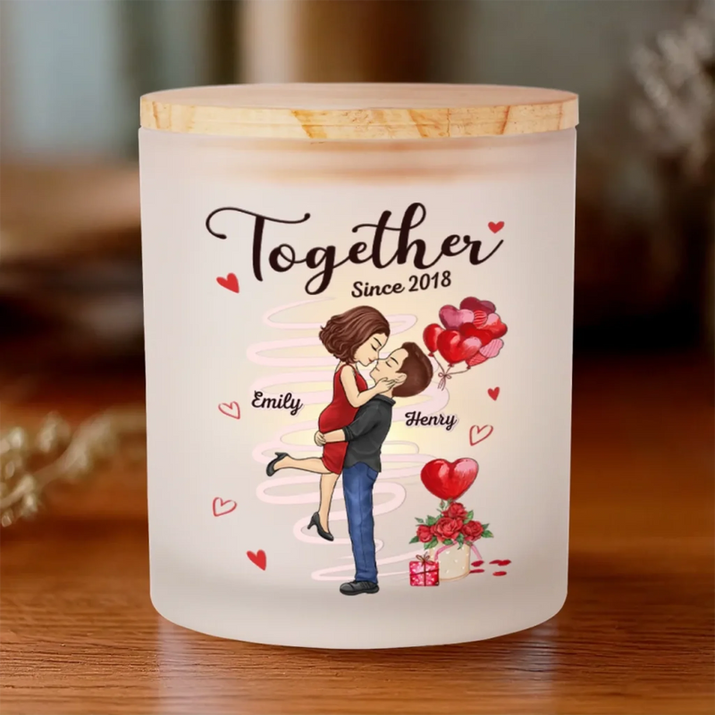 Soulmates For Life - Couple Personalized Custom Printed Glass Jar With LED Candle - Gift For Husband Wife, Anniversary