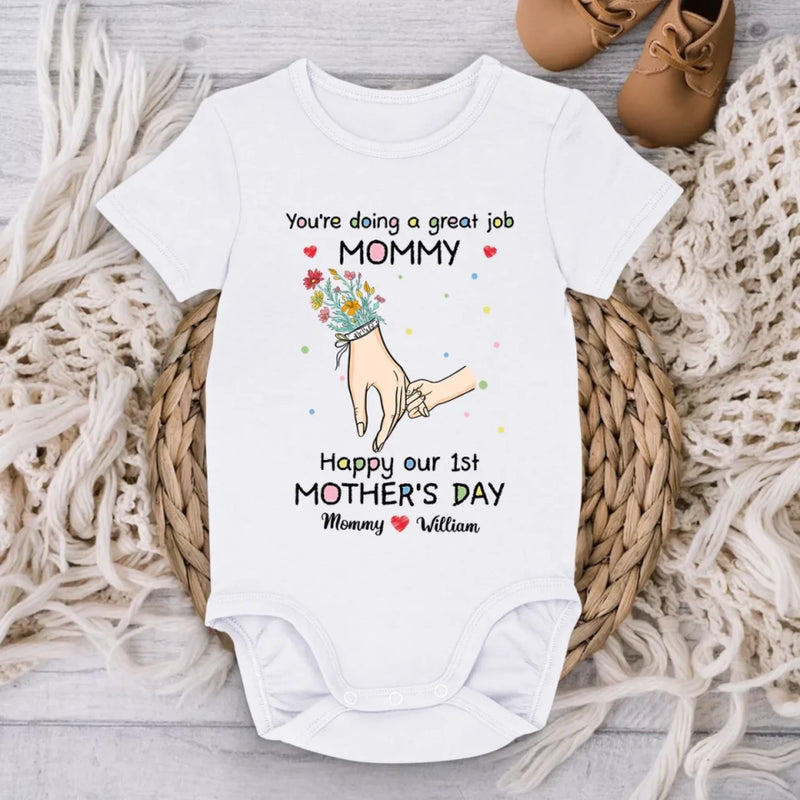 A Love As Pure As A Mother’s Touch - Family Personalized Custom Baby Onesie - Mother's Day, Baby Shower Gift, Gift For First Mom