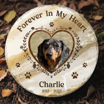 Custom Photo Your Paw Prints Are Forever On My Soul - Memorial Personalized Custom Round Shaped Stone With Stand - Sympathy Gift For Dog Lovers, Pet Owners