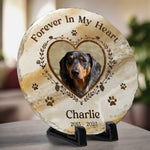 Custom Photo Your Paw Prints Are Forever On My Soul - Memorial Personalized Custom Round Shaped Stone With Stand - Sympathy Gift For Dog Lovers, Pet Owners
