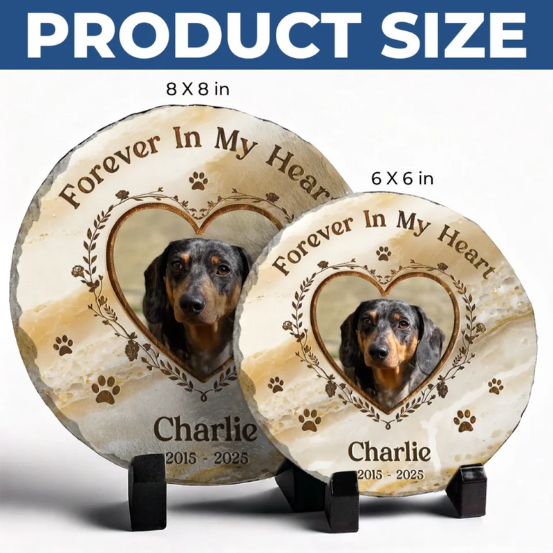 Custom Photo Your Paw Prints Are Forever On My Soul - Memorial Personalized Custom Round Shaped Stone With Stand - Sympathy Gift For Pet Owners, Pet Lovers