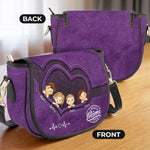 A Purse Full Of Love, A Heart Full Of Grandkids - Family Personalized Custom Leather Saddle Bag - Mother's Day, Gift For Grandma, Mom