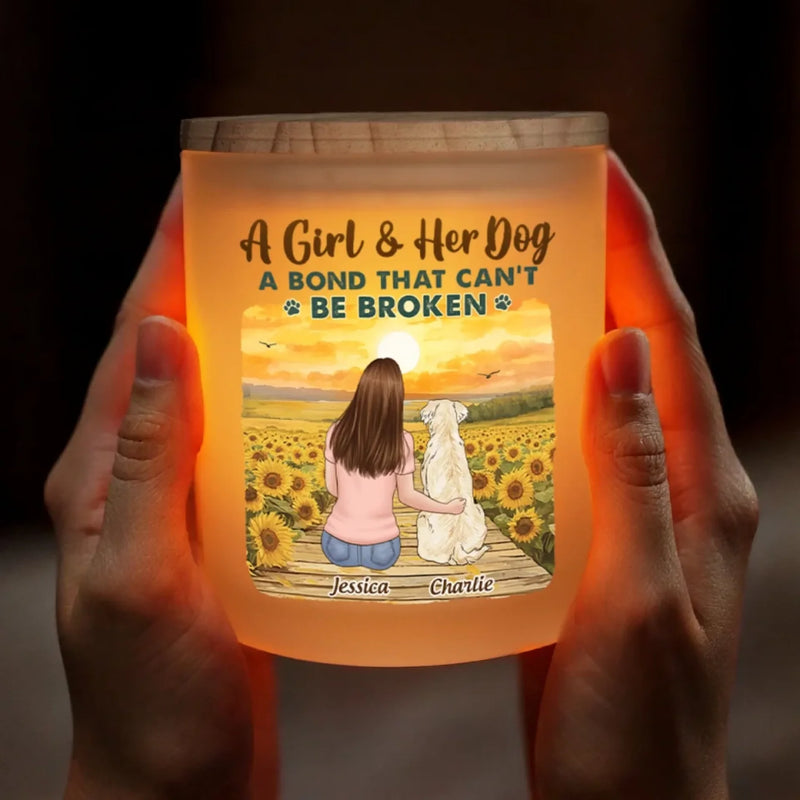Together Beyond Time - Dog Personalized Custom Printed Glass Jar With LED Candle - Gift For Pet Owners, Pet Lovers