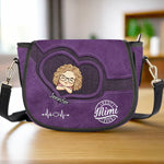 A Purse Full Of Love, A Heart Full Of Grandkids - Family Personalized Custom Leather Saddle Bag - Mother's Day, Gift For Grandma, Mom