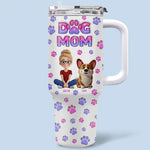 My Heart Belongs To A Fur Baby - Dog & Cat Personalized Custom 3D Inflated Effect Printed 40 Oz Stainless Steel Tumbler With Handle - Gift For Mom, Dog Lovers