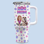 My Heart Belongs To A Fur Baby - Dog & Cat Personalized Custom 3D Inflated Effect Printed 40 Oz Stainless Steel Tumbler With Handle - Gift For Mom, Dog Lovers
