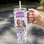 My Heart Belongs To A Fur Baby - Dog & Cat Personalized Custom 3D Inflated Effect Printed 40 Oz Stainless Steel Tumbler With Handle - Gift For Mom, Dog Lovers