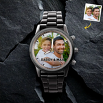 Custom Photo Time Moves, Memories Remain - Family Personalized Custom Men's Watch - Father's Day, Gift For Dad