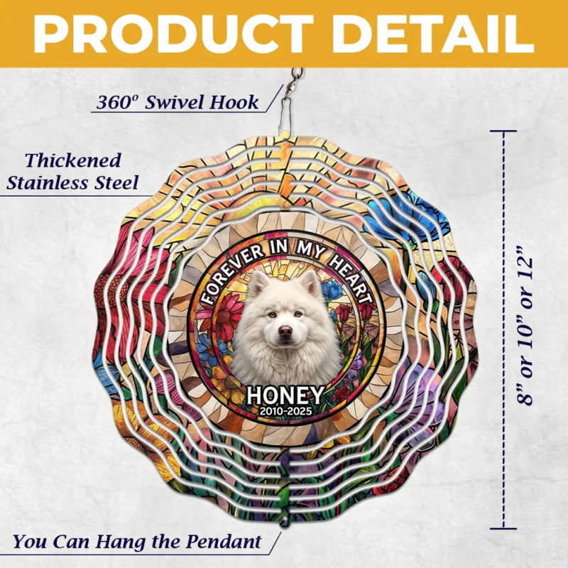 Custom Photo A Piece Of My Heart Spins With You - Memorial Personalized Custom Wind Spinner - Sympathy Gift For Dog Lovers