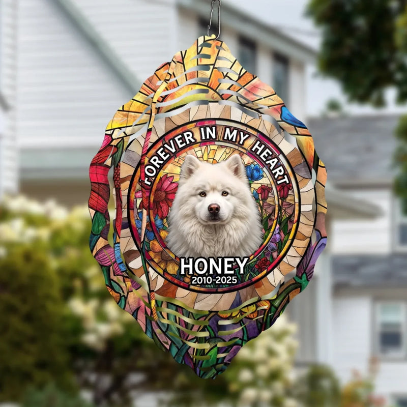 Custom Photo A Piece Of My Heart Spins With You - Memorial Personalized Custom Wind Spinner - Sympathy Gift For Dog Lovers