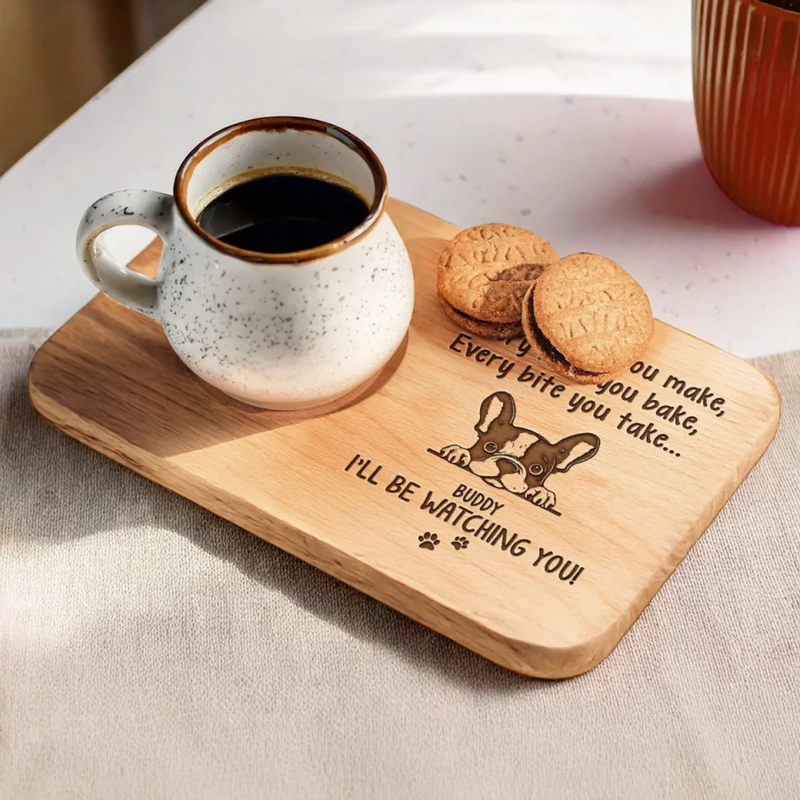 Cute Beggar On Duty - Dog Personalized Custom Engraved Wooden Tea & Snack Board - Gift For Pet Owners, Pet Lovers