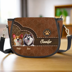 Furry Friends, Forever Love - Dog Personalized Custom Leather Saddle Bag - Gift For Dog Lovers