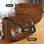 Furry Friends, Forever Love - Dog Personalized Custom Leather Saddle Bag - Gift For Dog Lovers