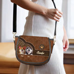 Furry Friends, Forever Love - Dog Personalized Custom Leather Saddle Bag - Gift For Dog Lovers