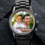 Custom Photo Time Moves, Memories Remain - Family Personalized Custom Men's Watch - Father's Day, Gift For Dad