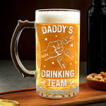 Toast To Daddy’s Drinking Team - Family Personalized Custom Glass Beer Mug - Father's Day, Gift For Dad, Grandpa