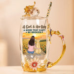 A Bond That Can't Be Broken - Dog Personalized Custom Enamel Flower Tea Cup With Lid & Spoon - Mother's Day, Gift For Dog Lovers, Daughters, Sisters