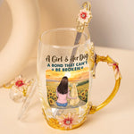 A Bond That Can't Be Broken - Dog Personalized Custom Enamel Flower Tea Cup With Lid & Spoon - Mother's Day, Gift For Dog Lovers, Daughters, Sisters