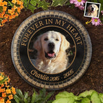 Custom Photo In Loving Memory Of A Faithful Friend - Memorial Personalized Custom Round Shaped Stone With Stand - Sympathy Gift For Dog Lovers, Pet Owners