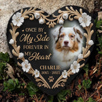 Custom Photo You Left Paw Prints On My Heart - Memorial Personalized Custom Heart Shaped Memorial Stone - Sympathy Gift For Dog Lovers