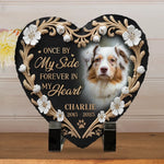 Custom Photo You Left Paw Prints On My Heart - Memorial Personalized Custom Heart Shaped Memorial Stone - Sympathy Gift For Dog Lovers