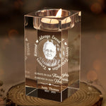 Custom Photo Your Love Leaves A Memory - Memorial Personalized Custom 3D Crystal Photo Laser Engraved, Crystal Candle Holder - Sympathy Gift For Family