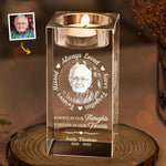 Custom Photo Your Love Leaves A Memory - Memorial Personalized Custom 3D Crystal Photo Laser Engraved, Crystal Candle Holder - Sympathy Gift For Family