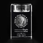 Custom Photo Your Love Leaves A Memory - Memorial Personalized Custom 3D Crystal Photo Laser Engraved, Crystal Candle Holder - Sympathy Gift For Family