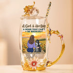 A Bond That Can't Be Broken - Dog Personalized Custom Enamel Flower Tea Cup With Lid & Spoon - Mother's Day, Gift For Dog Lovers, Daughters, Sisters