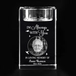 Custom Photo You Will Always Be Here - Memorial Personalized Custom 3D Crystal Photo Laser Engraved, Crystal Candle Holder - Sympathy Gift For Family