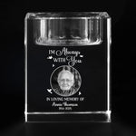 Custom Photo You Will Always Be Here - Memorial Personalized Custom 3D Crystal Photo Laser Engraved, Crystal Candle Holder - Sympathy Gift For Family