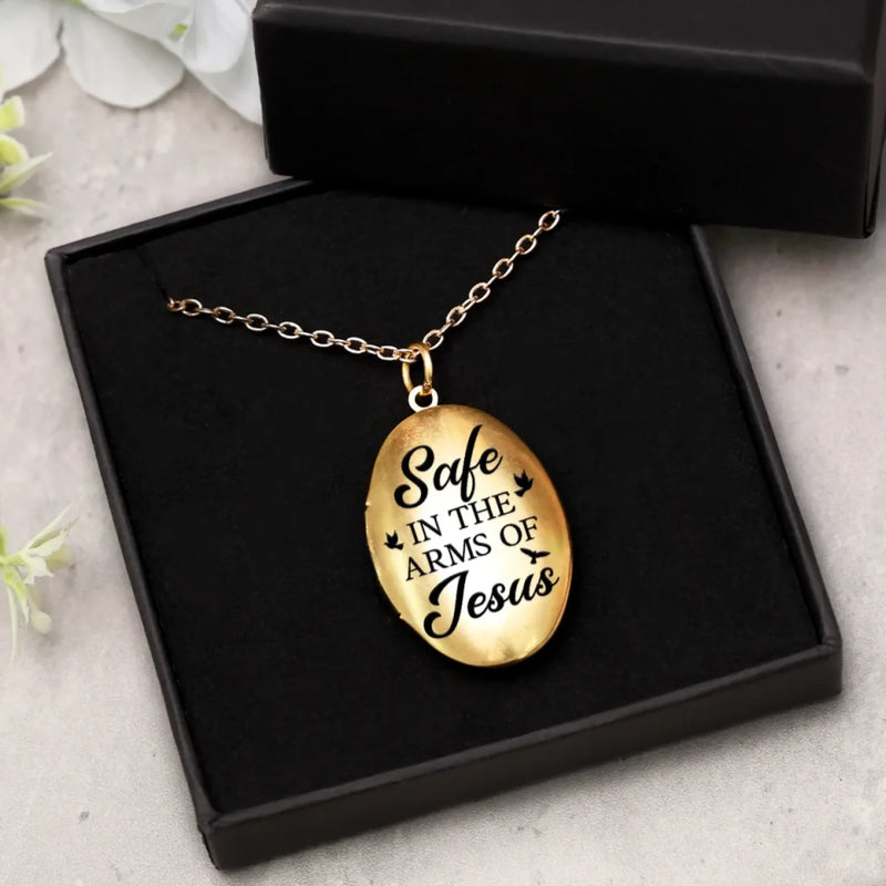 Custom Photo Holding On To Love Forever - Memorial Personalized Custom Locket Necklace - Sympathy Gift For Family Members