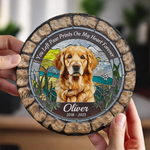 Custom Photo You Left Paw Prints On My Heart Forever - Memorial Personalized Custom 3D Mosaic Faux Stained Glass Print Round Shaped Memorial Stone - Sympathy Gift For Dog Lovers