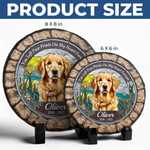 Custom Photo You Left Paw Prints On My Heart Forever - Memorial Personalized Custom 3D Mosaic Faux Stained Glass Print Round Shaped Memorial Stone - Sympathy Gift For Dog Lovers