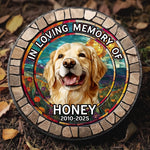 Custom Photo My Pawprints May No Longer Be In Your House - Memorial Personalized Custom 3D Mosaic Faux Stained Glass Print Round Shaped Memorial Stone - Sympathy Gift For Dog Lovers, Pet Owners